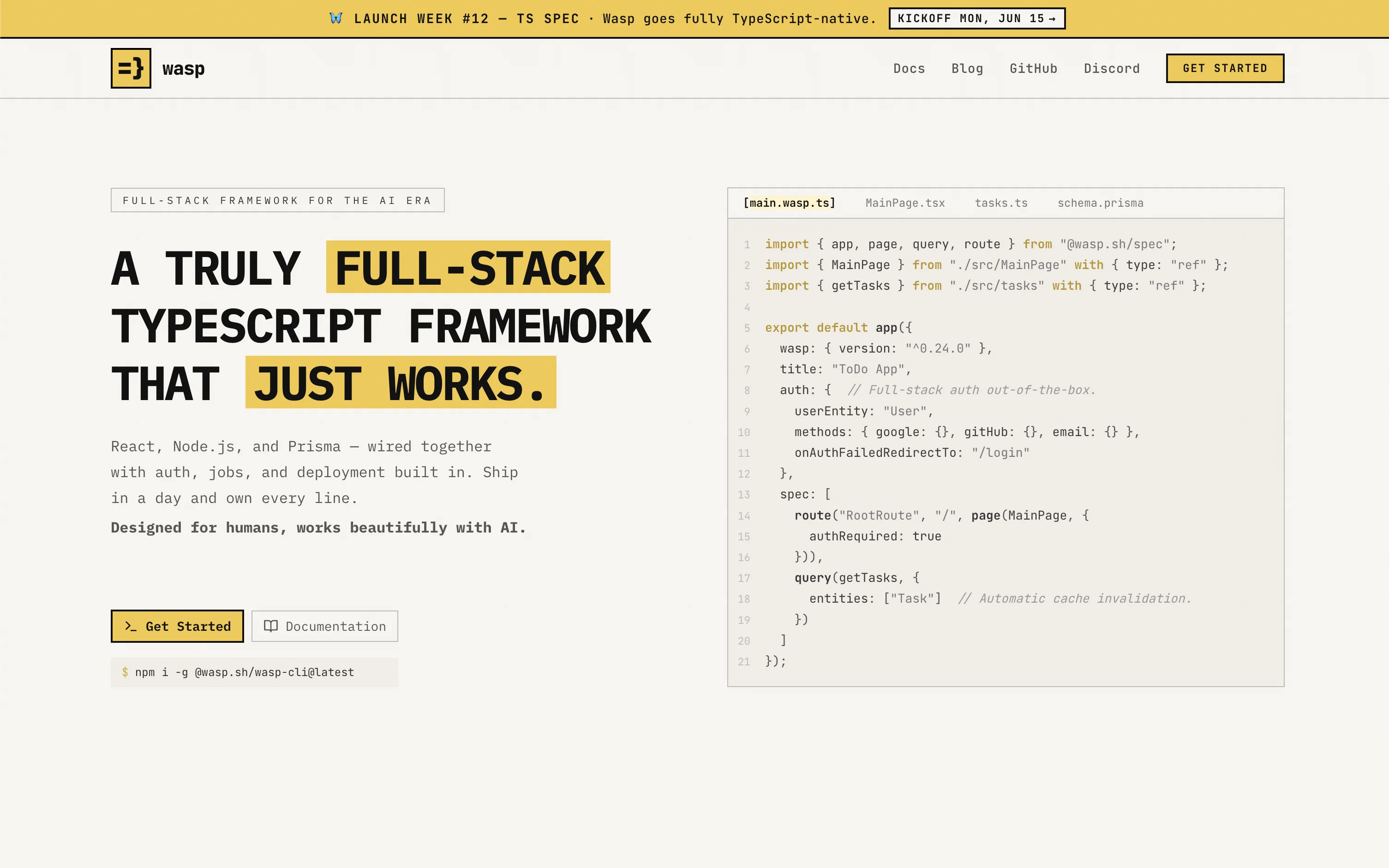 Today's wasp.sh hero after the 2026 rebrand